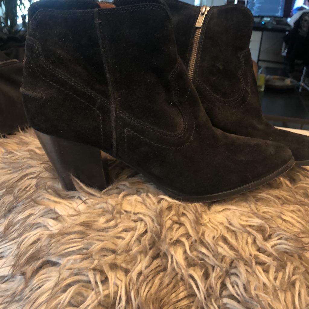 Frye Black Suede Ankle Booties